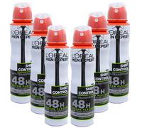 6x 150ml L'Oreal Men Expert Shirt Control Anti Traspirante Deodorante Spray 48h
