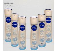 6x 150ml Nivea Fresco Naturale 48h Deodorante Spray Senza Alluminio Lunga Frisch