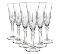 6x 160ml Melodia Flute da Champagne in Vetro - Riutilizzabile Nozze Anniversario Compleanno Festa Vino Cocktail Bicchieri Set - Di RCR Crystal