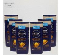 6x 250ml Nivea Men Sport 24h Fresco Gel Doccia Corpo Viso & Capello Cura