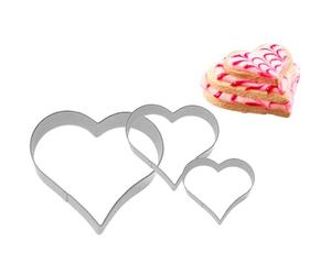 6x 3 Terrassen-Ausstecher Cuore 4/5/6 CM Acciaio Plätzchenausstecher Backdeko