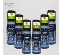 6X 75Ml Nivea Men Fresh Active Spray Deodorante 0% Alluminio 48H Protezione