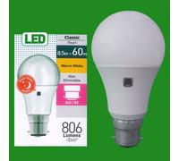 6x 8.5W=60W LED GLS Tramonto Till Alba Sensore Sicurezza Notte Lampadina BC B22