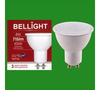 6X 8W Bellight LED 4000K Bianco Freddo GU10 Lampadine Spot Accensione Istantanea