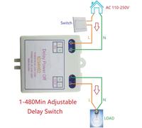 6X AC 120V 220V Relè di Ritardo Accensione Spegnimento Interruttore 1-480Min Ritardo Regolabile Spegnimento Controller per Automazione Domestica
