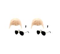 6X Adults Mr Accessory Set - Nude Bald Cap, Black Sunglasses, Black Soul Patch for Outdoor Swimming Pool Makeup Party
