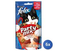 6x Aimento Gatto Felix Snack Biscotti Party Mix Manzo/Pollo/Sal