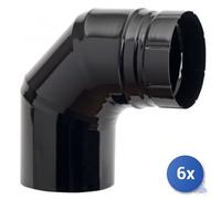 6x Ala Spa Gomito 3 Settori Aeternum 90 Gradi Nero Opaco Cm 13