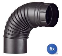6x Ala Spa Gomito Smalto Aeternum 90 Gradi Nero Opaco Cm 15