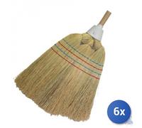 6x Andrighetti Scopa In Saggina Con Manico Legno Cm 110