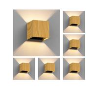 6x applique CUBEL per esterni IP65 up/downlight look legno quadrato 1x G9