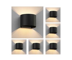 6x applique RUNEL per esterni IP65 up/downlight nero opaco rotondo 1x G9 max.