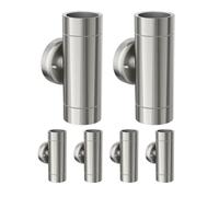 ledscom.de 6 applique WEDO per esterni, cromo opaco, acciaio inossidabile, IP44, a due luci, illuminazione verso l'alto e verso il basso, incluse 2 lampadine LED GU10 da 630 lm ciascuna, bianco caldo