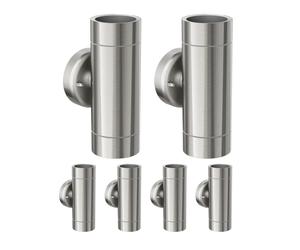 6x Applique WEDO per esterni IP44 Up-/Downlight acciaio inox opaco rotondo 2x