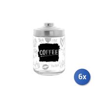 6x Barattoli caffè Chio con decoro lavagna in vetro con tappo in metallo cc 800