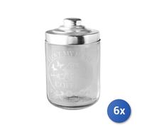 6x Barattoli Chio in vetro ed alluminio per caffè con decoro e con capacità di