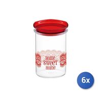 6x Barattoli Contenitori tappo rosso 1500 ml Home Sweet Home Trasparente