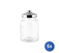 6x Barattoli Rigati In Vetro Con Tappo A Vite In Acciaio Inox Home