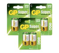 6x Batterie Alcaline Super C GP 1,5V LR14 MN1400 Formato Baby
