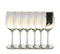 6x Bicchiere da vino a calice arcobaleno forma ondulata scintillante 440 ml