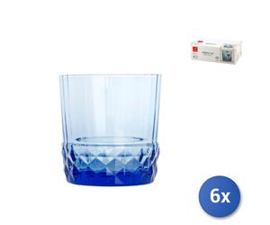 6x Bicchieri America '20 Per Rocks In Vetro Colore Blu Cl30