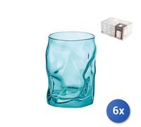 6x Bicchieri Sorgente In Vetro Colore Azzurro Cl 30. Idonei Al Lavaggio In In