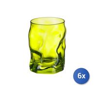 6x Bicchieri Sorgente In Vetro Spruzzato Verde Cl 30