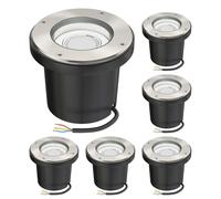 ledscom.de 6 pezzi lampada da incasso a pavimento BOFU per esterni orientabile in acciaio inox rotonda IP67 150mm Ø incl. lampada LED 6,74W 630lm bianco
