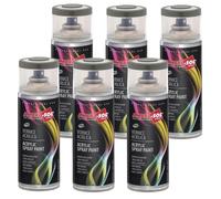 6x Bomboletta Vernice Spray Brillante Grigio Quarzo Interni Esterni Universale_
