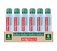 6x Borotalco Deodorante Deo Spray 48h Fresco Profumo di Talco Fresco con Talco a Cristalli Attivi Extra Asciutto - 6 Flaconi da 150ml