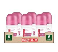 6x Borotalco Deodorante Roll-On Seta Profumo di Talco e Fiori Rosa Protezione 48h con Talco a Cristalli Attivi - 6 Flaconi da 50ml