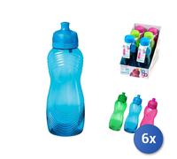 6x Borracce In Polipropilene To Go Wave Lt0,60 600 Sistema (COLORI MISTI)