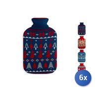 6x Borsa acqua calda Festive con copri borsadecorata lt. 1,8