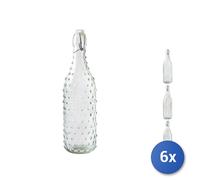 6x Bottiglia in vetro con tappo meccanico lt 1, Design assortito misto