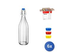 6x Bottiglie Bormioli Rocco modello oxford in vetro con tappo meccanico in e di