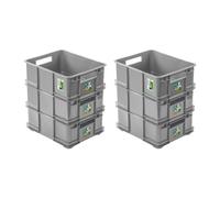 6x Box Contenitore Scatola Impilabile PAFEN Grigio 20L Eco Eurobox Scatola Im...