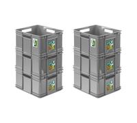 6x Box Contenitore Scatola Impilabile PAFEN Grigio 28L Eco Eurobox Scatola Im...