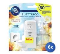 6x Bundle Ambi-Pur Spina Casa Base + Ricarica Oro & Fiori Vaniglia