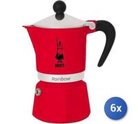 6x Bundle Bialetti Moka Rainbow Rossa 3 Tazze