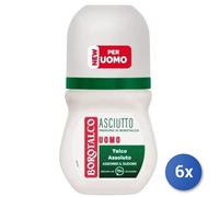 6x Bundle Borotalco Deodorante Roll-On Uomo Asciutto Ml 50