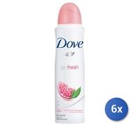 6x Bundle Dove Deodorante Spray 150 Go Fresh Melograno