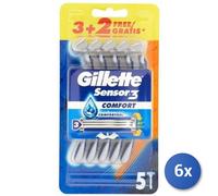 6x Bundle Gillette Radi E Getta Sensor Iii 3+2 Pezzi Confort
