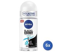 6x Bundle Nivea Black & White Invisible Fresh Roll-On 50 Ml