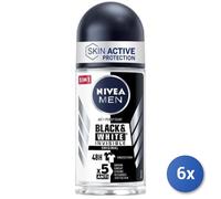 6x Bundle Nivea Black & White Uomo Deodorante Roll-On 50 Ml 1 Pz