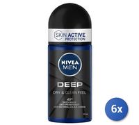 6x Bundle Nivea Men Deep Roll-On 50 Ml