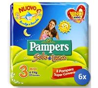 6x Bundle Pampers Pannolini Midi, Taglia 3 (4 - 9 Kg), 20 Pezzi Pannolini Per