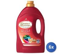 6x Bundle Spuma Di Sciampagna Liquido Lavatrice Bucato Color Delicati 30 Lavaggi