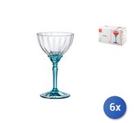 6x Calice Florian In Vetro Trasparente Piede Blu Per Champagne 24Cl