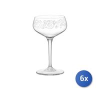 6x Calici In Vetro Trasparente Con Decoro Liberty Per Cocktail Cl25