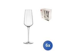 6x Calici In Vetro Trasparente Inalto Per Flute Cl28
